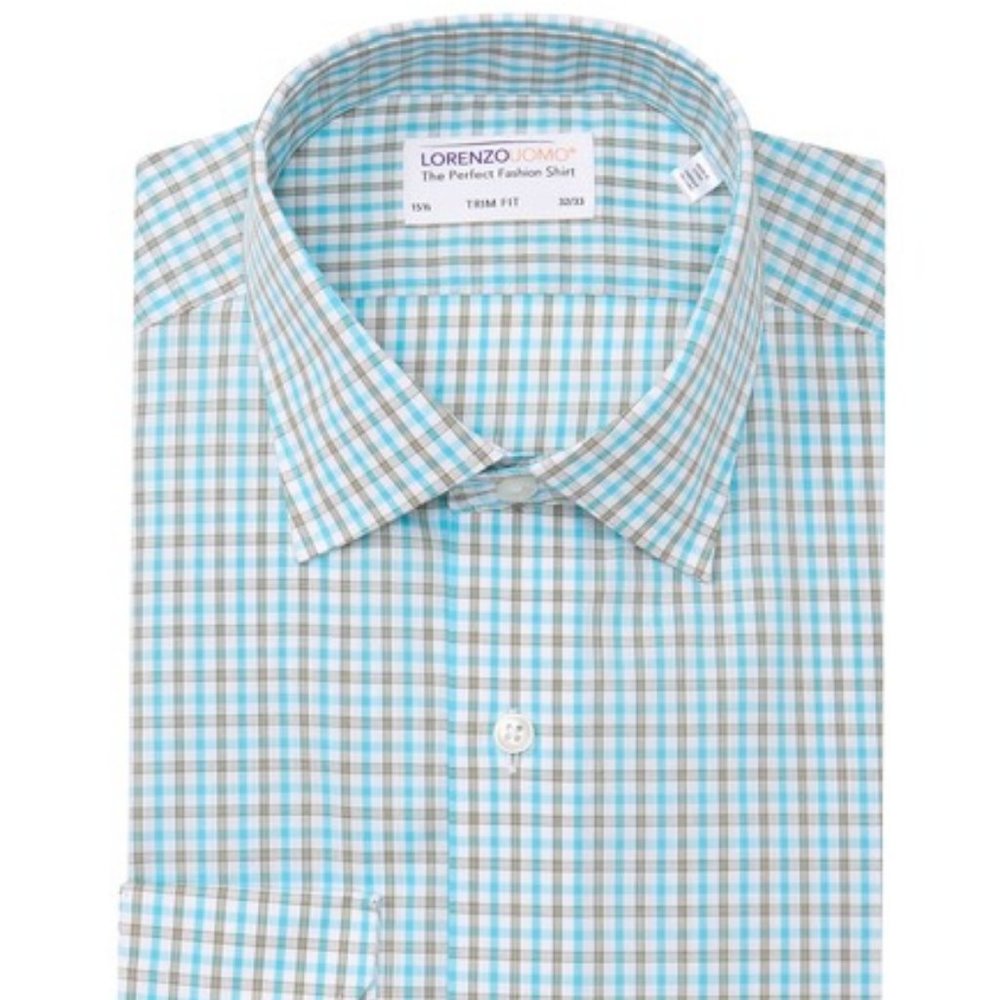Lorenzo Uomo Multi-Checkered Trim Fit Dress Shirt